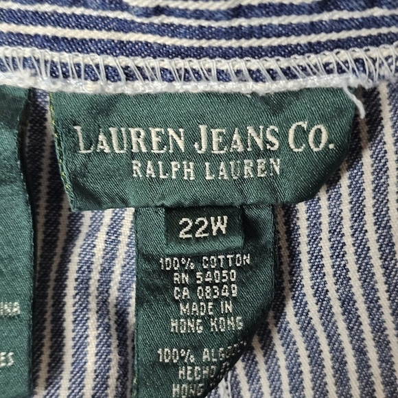 Lauren Jeans Co pants 22W Striped Capri Pants Pull On Navy and White - Picture 10 of 12